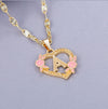 Gold Plated Customized Heart-shaped Flower Initial Letter Pendant