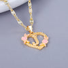 Gold Plated Customized Heart-shaped Flower Initial Letter Pendant