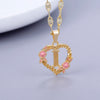 Gold Plated Customized Heart-shaped Flower Initial Letter Pendant