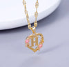 Gold Plated Customized Heart-shaped Flower Initial Letter Pendant