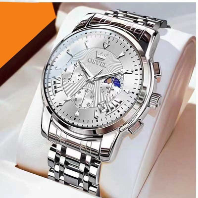 Men's Multi-functional Fashion Quartz Business Steel Belt Wrist Watch