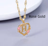 Gold Plated Customized Heart-shaped Flower Initial Letter Pendant